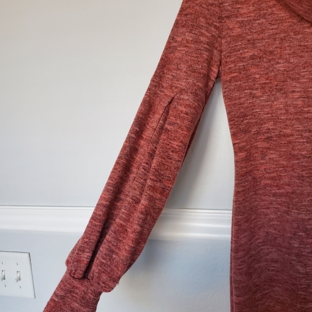 𝅺Lulu's Mattea Heathered Red Cowl Neck Midi Sweater Dress XS NWOT - Picture 14 of 16